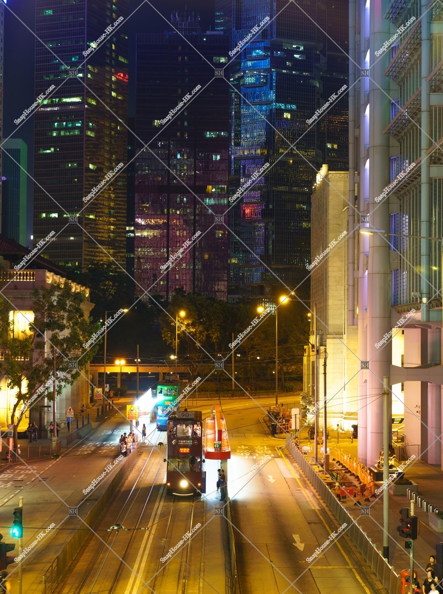 香港電車（叮叮）和中環的夜景 其之三