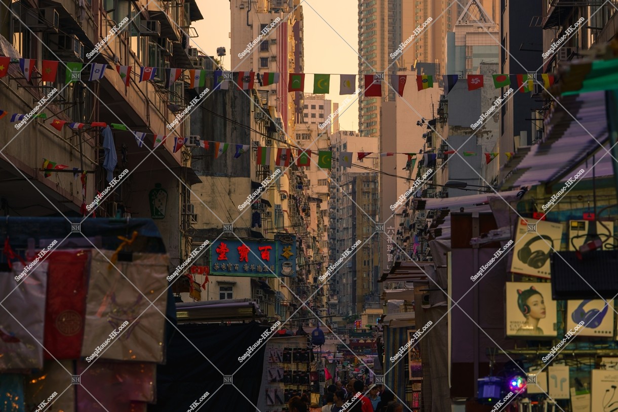 佐敦 黃昏時的廟街夜市景色 其之一