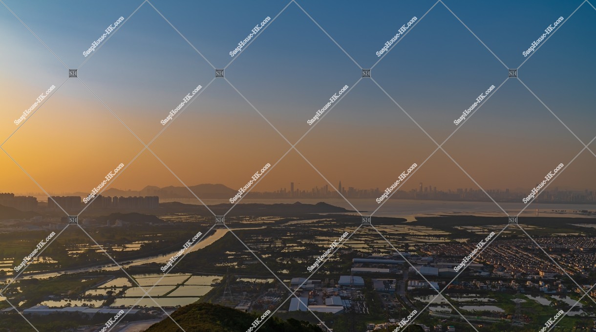 元朗的郊區和深圳黃昏景色 其之一