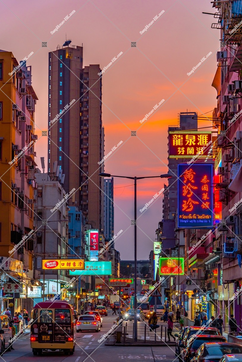 九龍城 黃昏的街景和招牌 其之十九