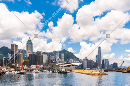 黎明前中環至灣仔的高樓大廈和銅鑼灣避風塘風景 其之二