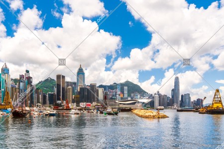 黎明前中環至灣仔的高樓大廈和銅鑼灣避風塘風景 其之三