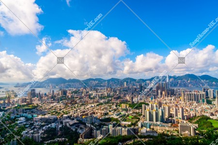 由獅子山俯瞰的香港島和九龍半島風景 其之一