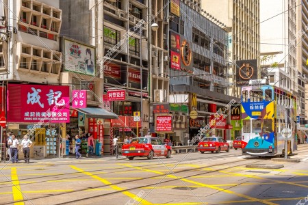 上環 德輔道中的街景和香港電車（叮叮）  其之二
