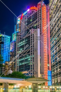 中環 晚上的香港上海滙豐銀行總行大廈