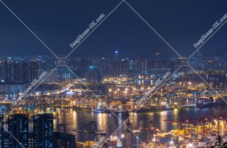 昂船洲大橋和九龍的夜景 其之一