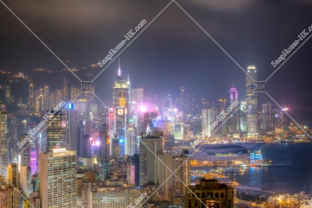 灣仔至中環的高層大廈群之夜景 其之二