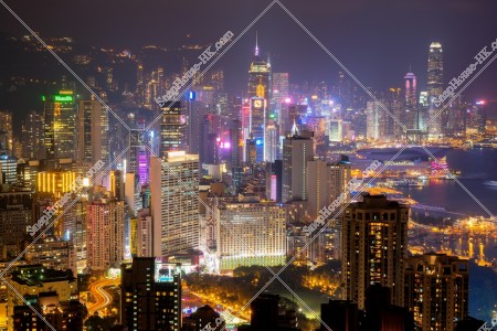 銅鑼灣至中環的高層大廈群之夜景 其之三