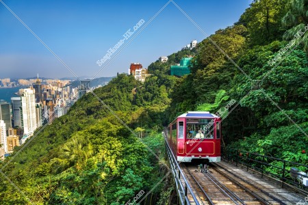 向香港島的風景及山頂山道行駛的山頂鑬車之②