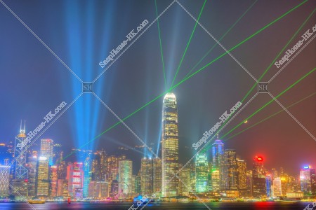 幻彩詠香江， 中環區的鐳射 鐳射3條 (鲜明) [橫向]