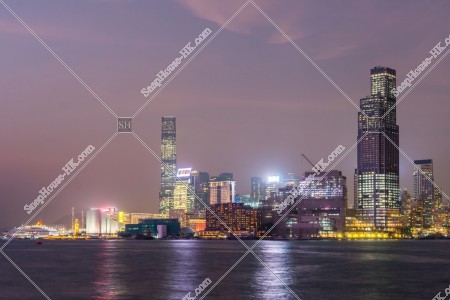 日落前一核的尖沙咀的景色