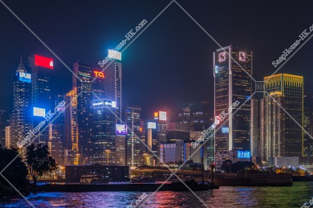 灣仔的高層大廈群之夜景