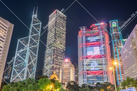 中環發行銀行3銀行的高樓大廈 [夜景]
