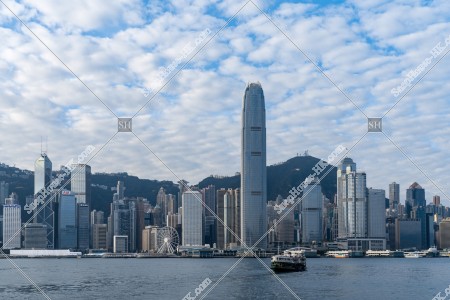 早上的中環摩天大廈的風景