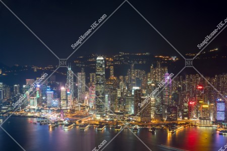 中環的高層大廈群的夜景 其之三