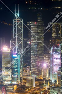 中環 中國銀行大廈和長江集團中心的夜景