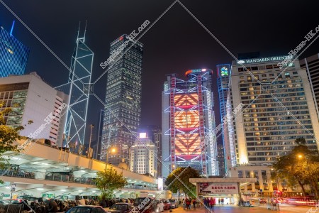 中環 商業地區 大廈群的農曆新年夜景（寫上「福」的燈飾） 其之二