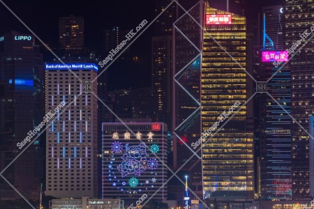 金鐘 商業地區的大廈群 農曆新年的夜景 其之四