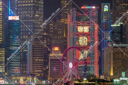 中環 商業地區 大廈群的農曆新年夜景（寫上「恭喜發財」的燈飾） 其之四