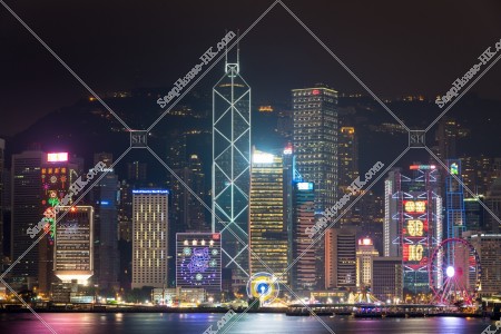 中環 商業地區 大廈群的農曆新年夜景（寫上「恭喜發財」的燈飾） 其之五