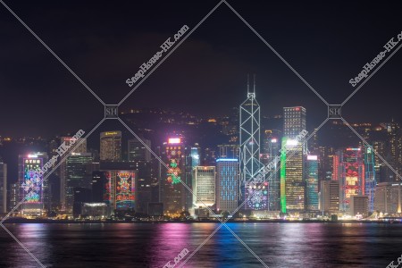 中環 商業地區 大廈群的農曆新年夜景（寫上「Kung Hei Fat Choi」的燈飾） 其之七