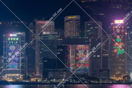 金鐘 商業地區的大廈群 農曆新年的夜景 其之六