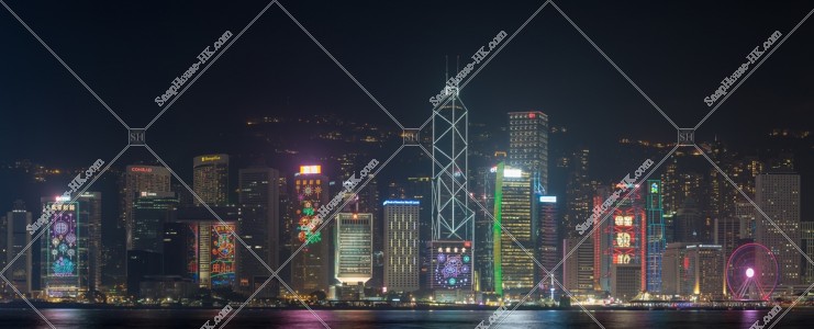 中環 商業地區的大廈群的農曆新年全景夜景 其之五