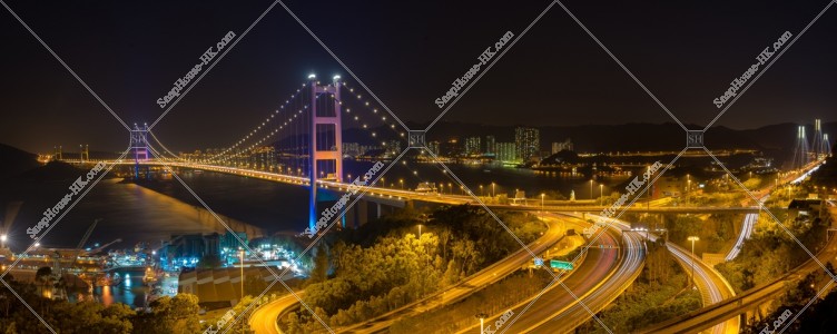 青馬大橋的全景夜景 其之一