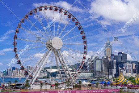 香港摩天輪及灣仔大廈群的風景 其之一