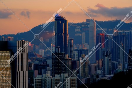 香港的高層大廈群之黃昏景色 其之二