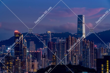 香港的高層大廈群之黃昏景色 其之三