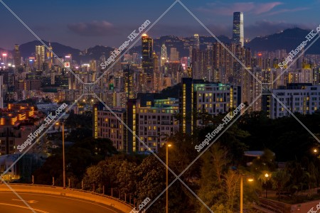 香港的高層大廈群之黃昏景色 其之五