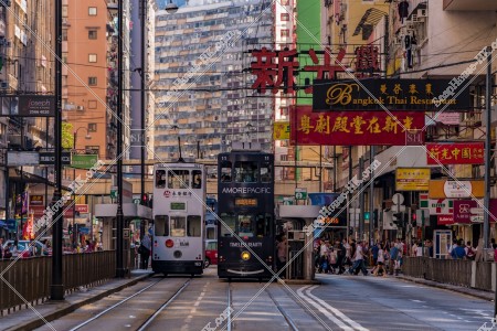 北角的街景和香港電車（叮叮） 其之二