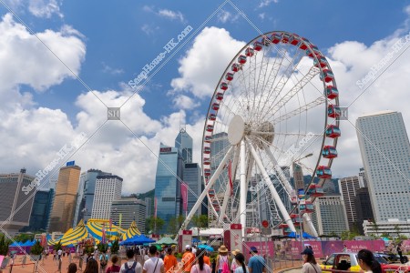 香港魔天輪和中環的風景