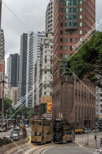 灣仔的街景和香港電車(叮叮) 其之一