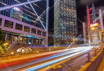 中環 有關金融的高樓大廈的夜景 其之一