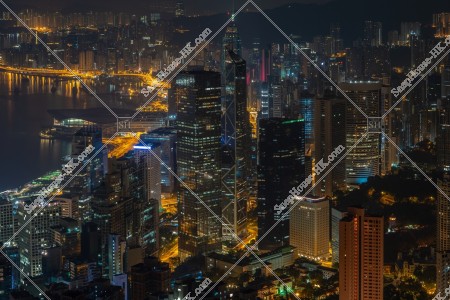 由山頂俯瞰的中環深夜夜景 其之一