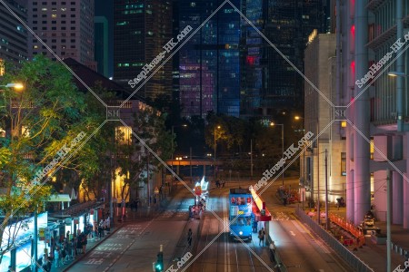 香港電車（叮叮）和中環的夜景 其之二