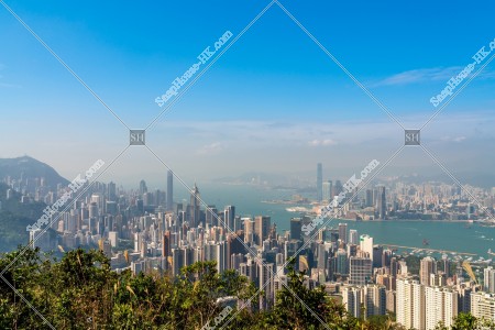 香港島和九龍半島的天際線黃昏景色 其之八