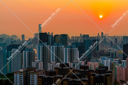 九龍城市景觀和日落 其之一