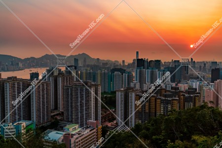 九龍城市景觀和日落 其之三